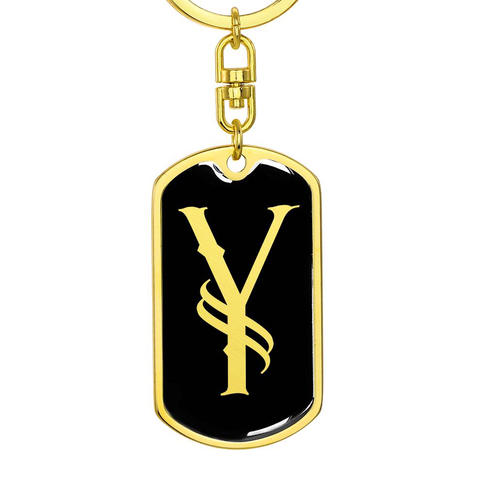 Initial Y v001-12 - Luxury Dog Tag Keychain