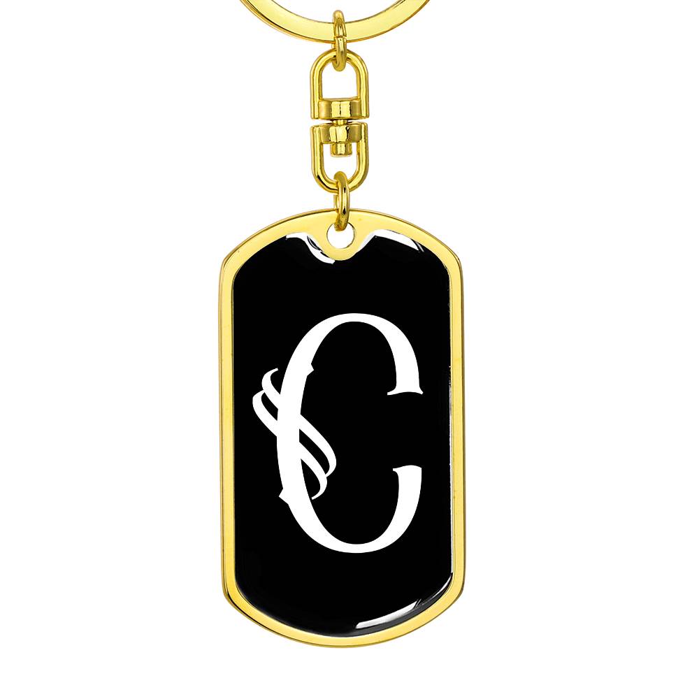 Initial C v001-13 - Luxury Dog Tag Keychain