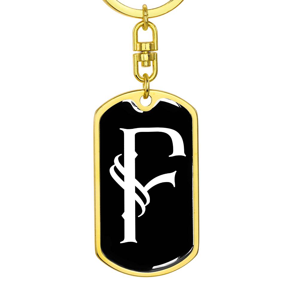 Initial F v001-13 - Luxury Dog Tag Keychain