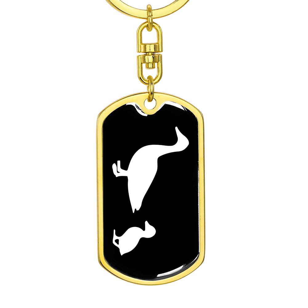 Mama Duck With 1 Duckling v3 - Luxury Dog Tag Keychain