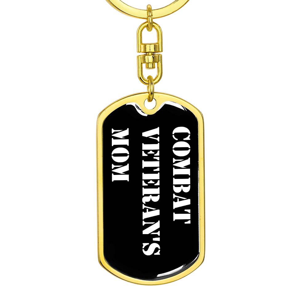 Combat Veteran's Mom v3 - Luxury Dog Tag Keychain