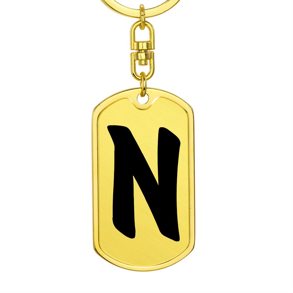 Initial N v1b - Luxury Dog Tag Keychain