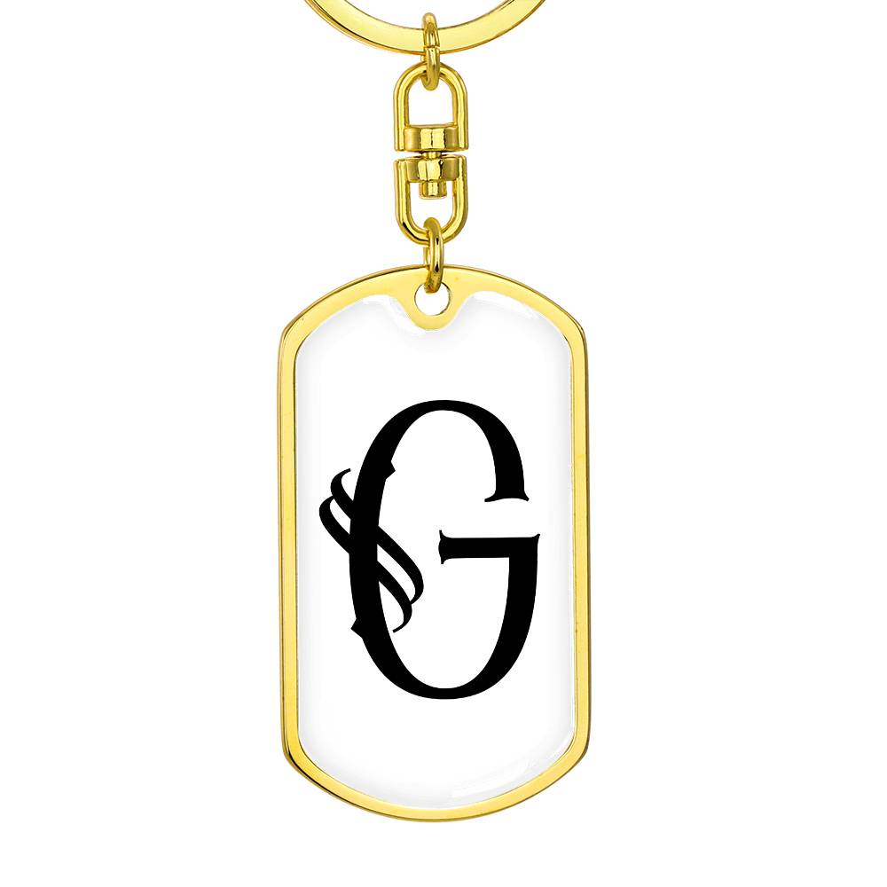 Initial G v001-14 - Luxury Dog Tag Keychain