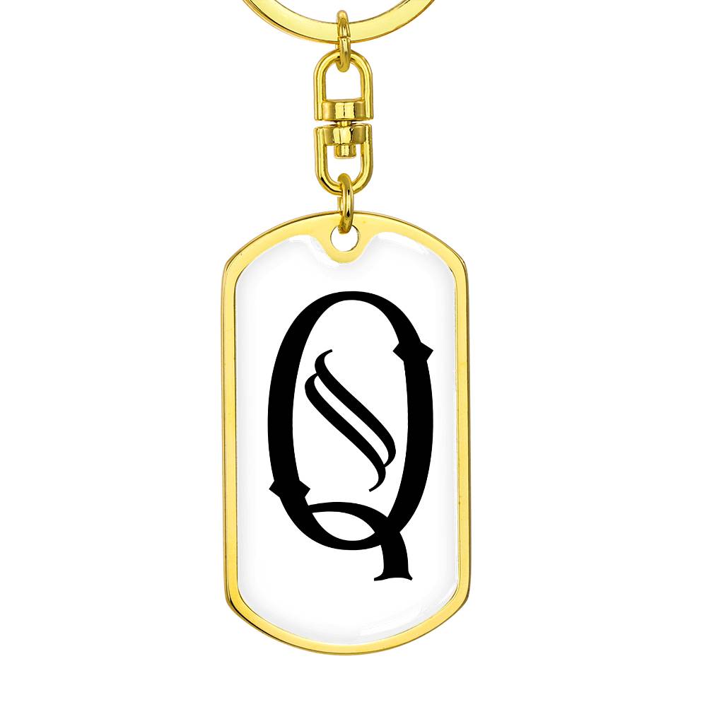 Initial Q v001-14 - Luxury Dog Tag Keychain