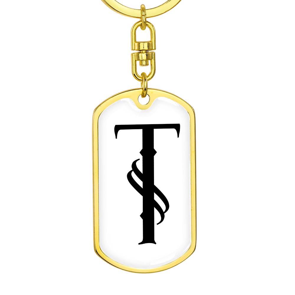 Initial T v001-14 - Luxury Dog Tag Keychain