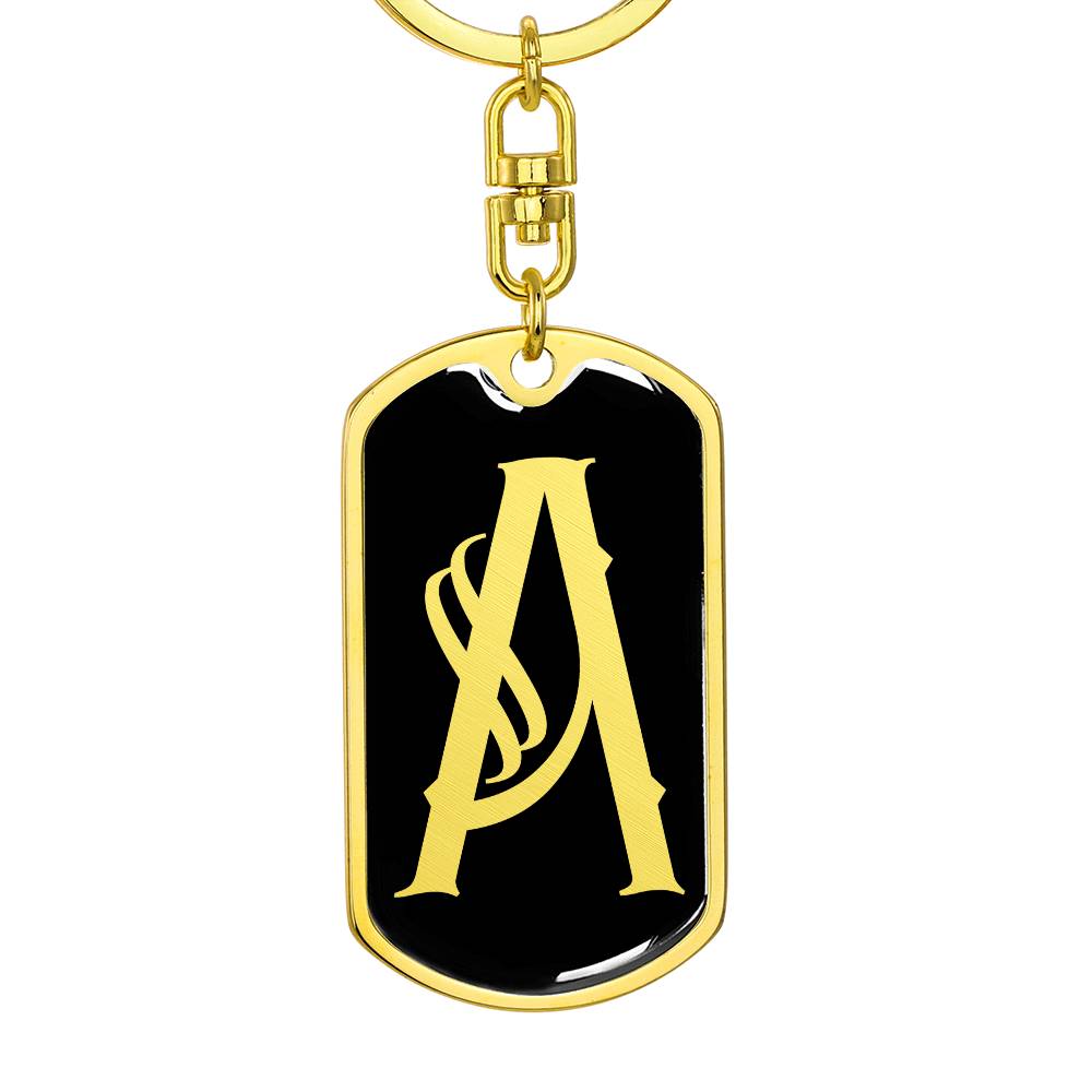 Initial A v001-12 - Luxury Dog Tag Keychain