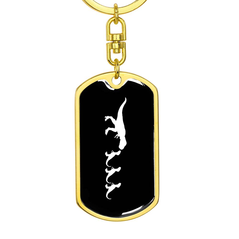 Mama Dinosaur With 3 Hatchlings v3 - Luxury Dog Tag Keychain