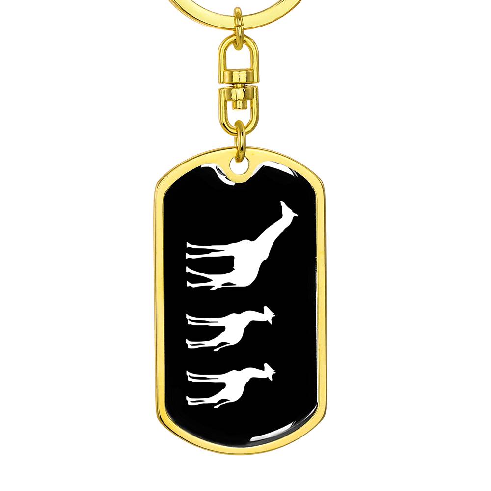 Mama Giraffe With 2 Calves v3 - Luxury Dog Tag Keychain
