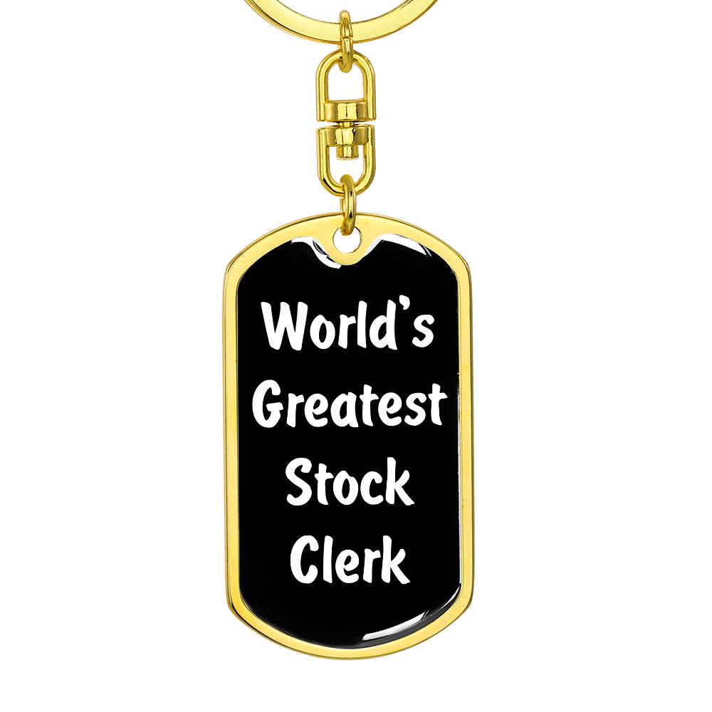 World's Greatest Stock Clerk v3 - Luxury Dog Tag Keychain