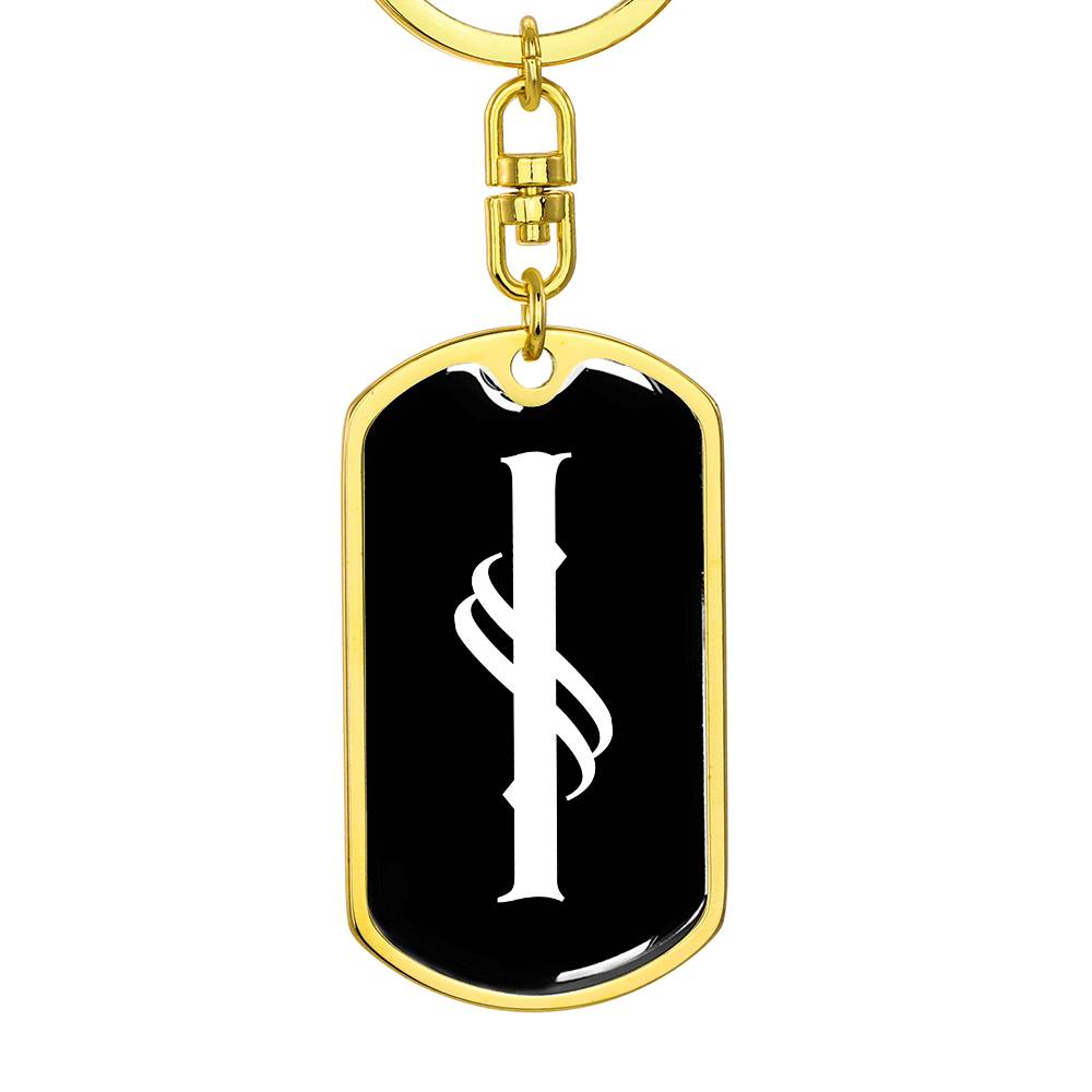 Initial I v001-13 - Luxury Dog Tag Keychain