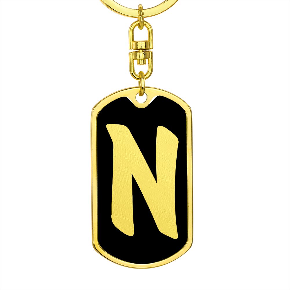 Initial N v2b - Luxury Dog Tag Keychain