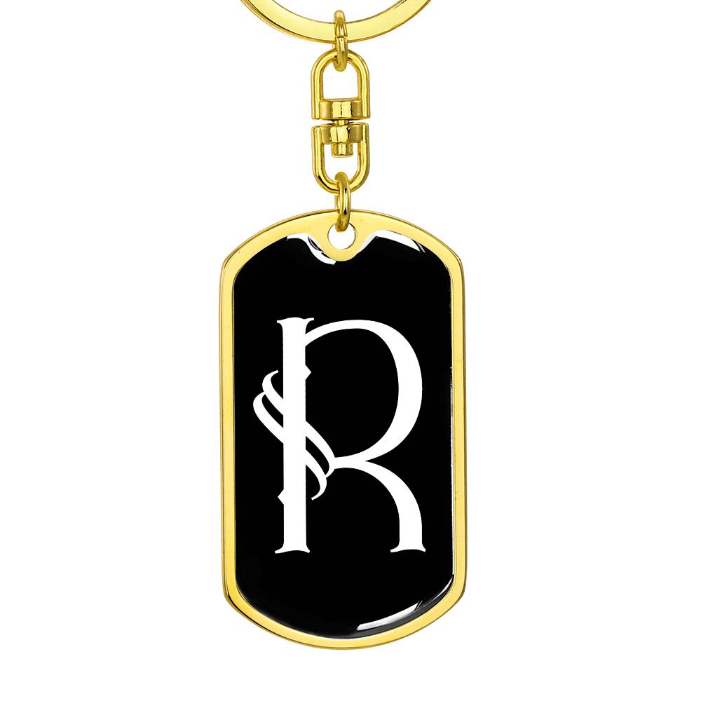 Initial R v001-13 - Luxury Dog Tag Keychain