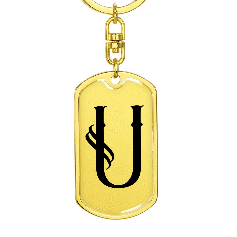 Initial U v001-11 - Luxury Dog Tag Keychain