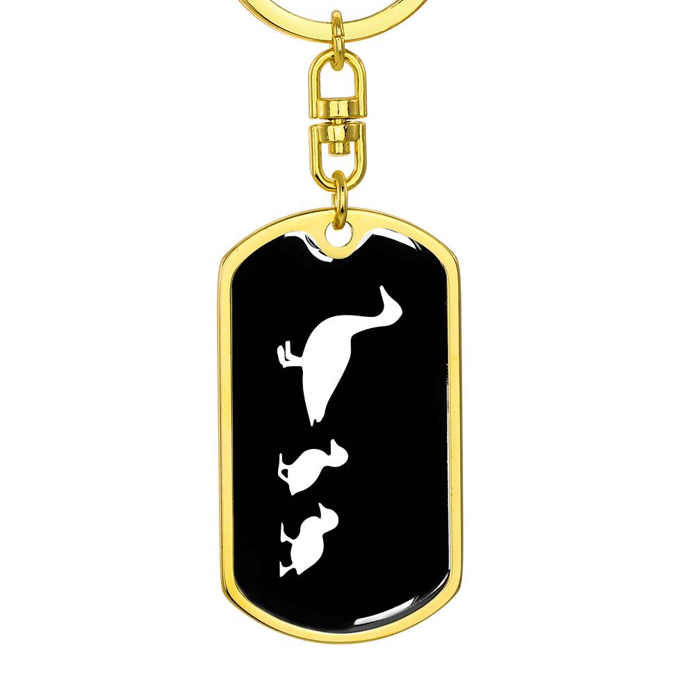 Mama Duck With 2 Ducklings v3 - Luxury Dog Tag Keychain