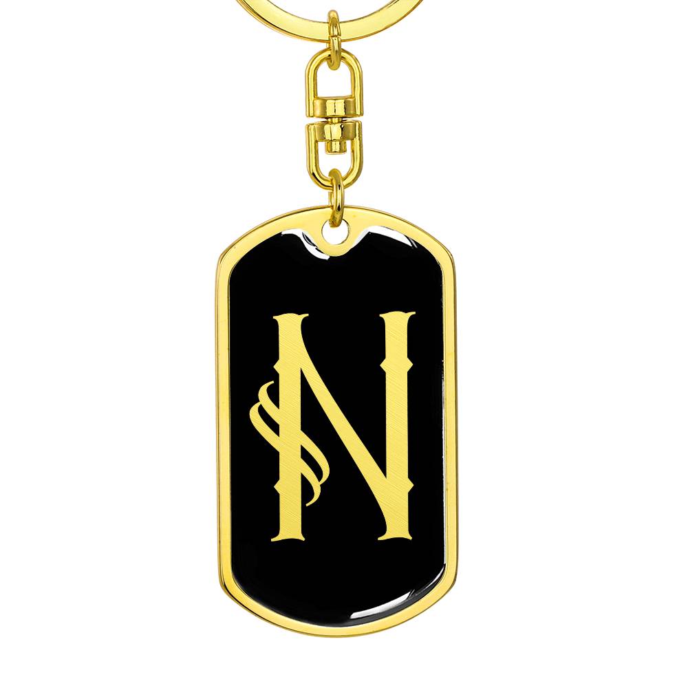 Initial N v001-12 - Luxury Dog Tag Keychain