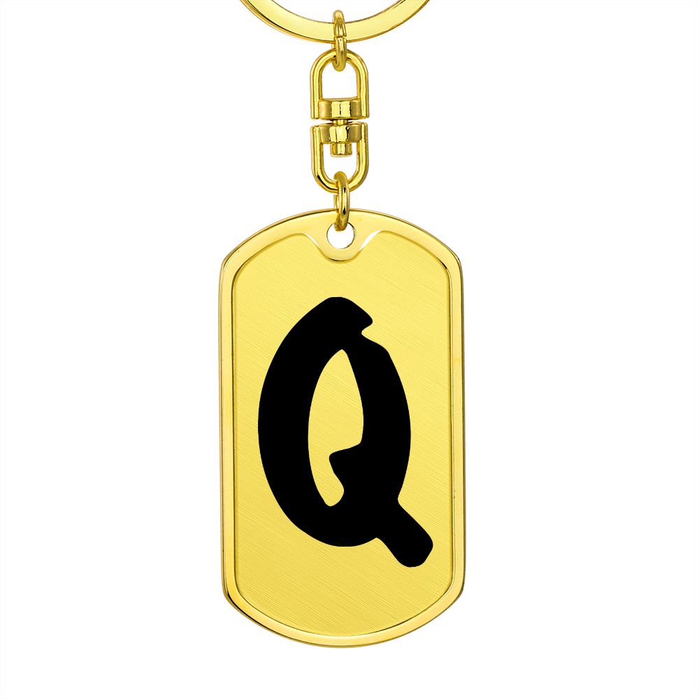 Initial Q v1b - Luxury Dog Tag Keychain