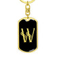 Initial W v001-12 - Luxury Dog Tag Keychain