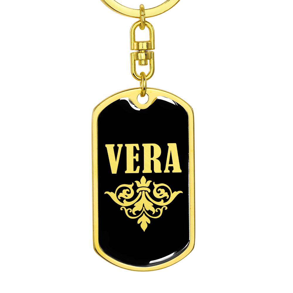 Vera v02a - Luxury Dog Tag Keychain