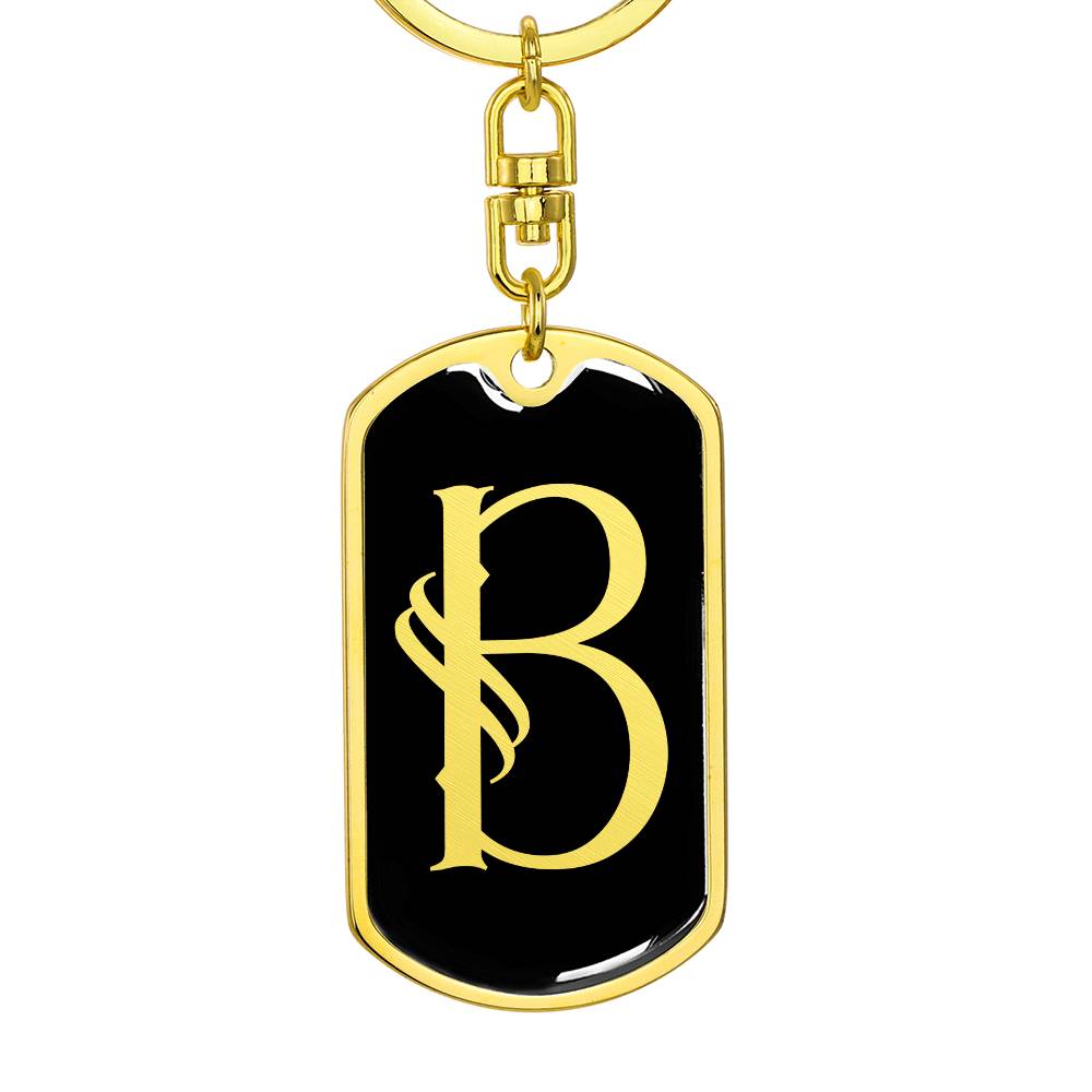 Initial B v001-12 - Luxury Dog Tag Keychain