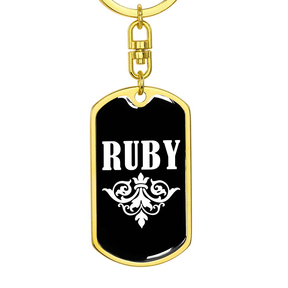 Ruby v03a - Luxury Dog Tag Keychain