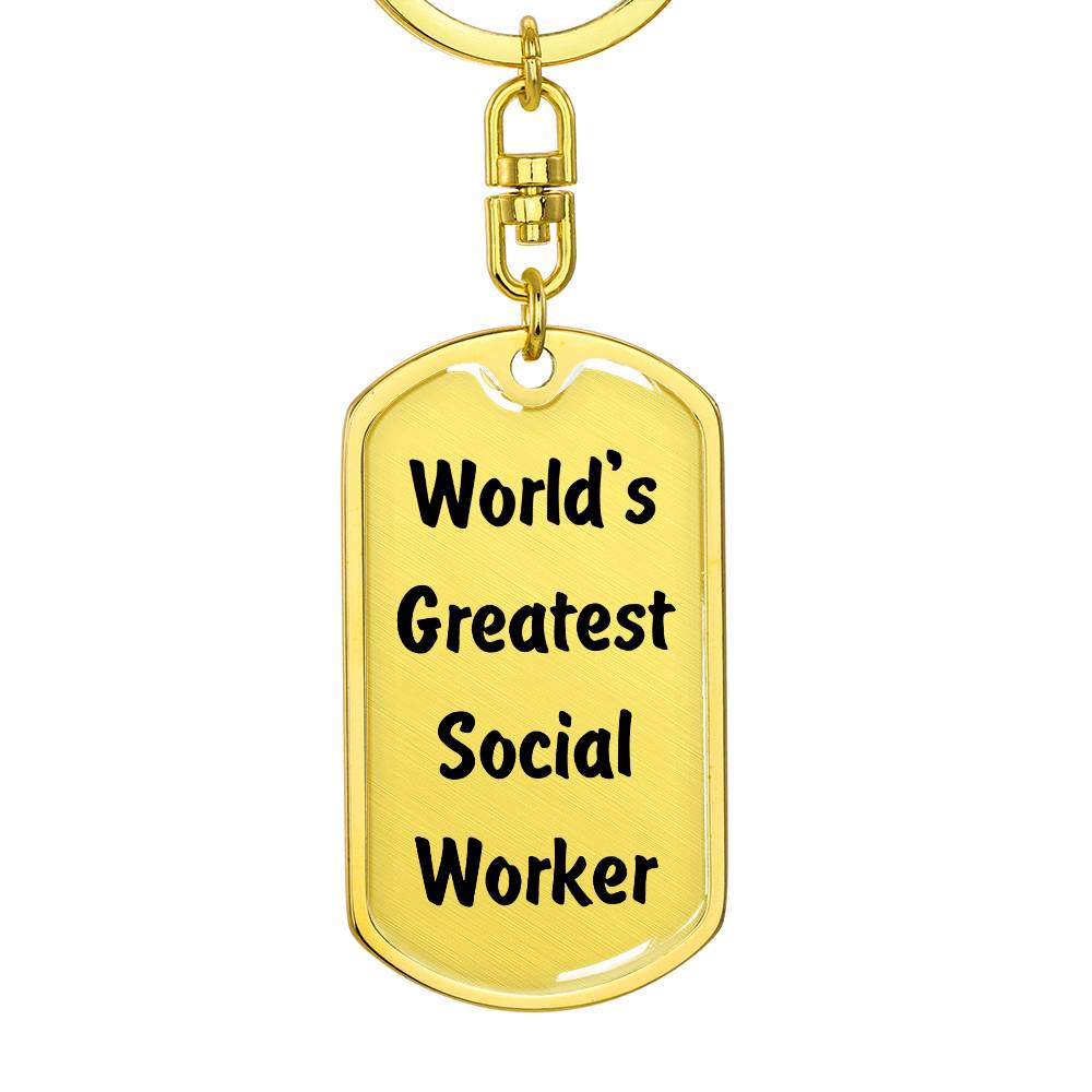 World's Greatest Social Worker - Luxury Dog Tag Keychain