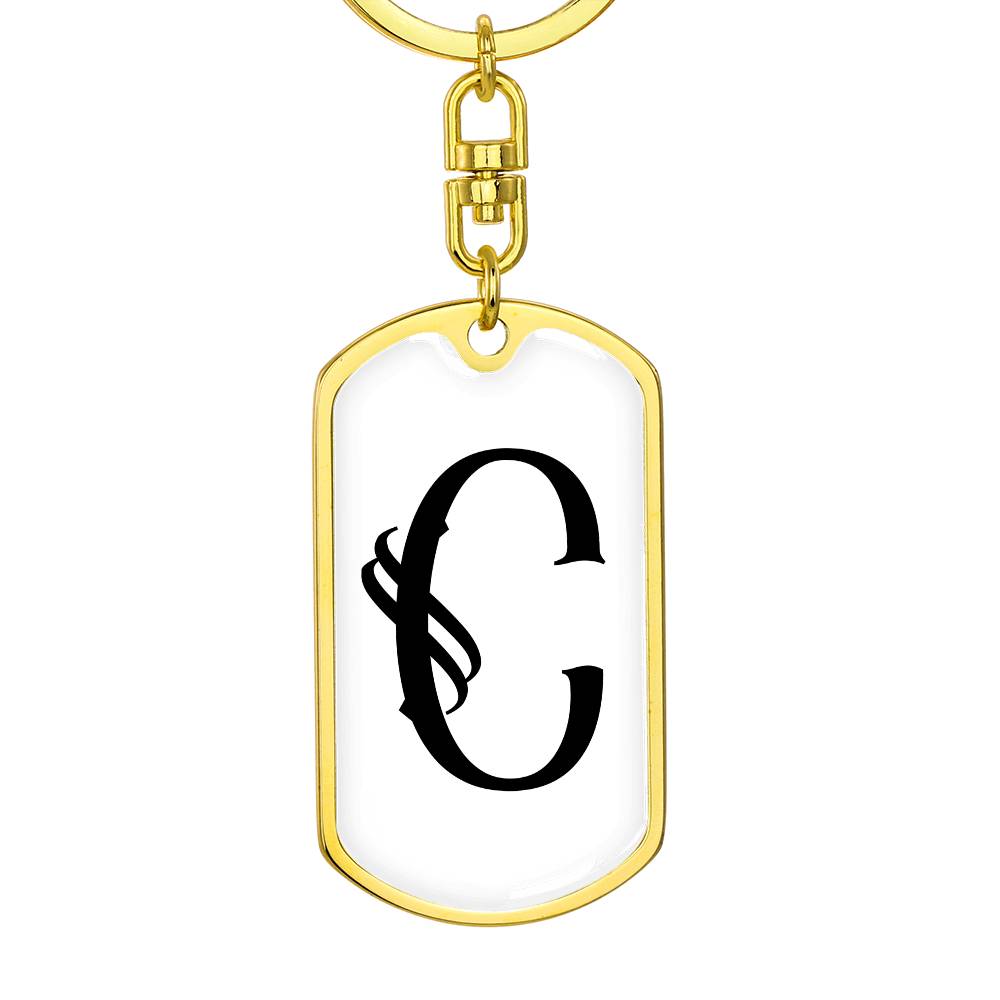 Initial C v001-14 - Luxury Dog Tag Keychain