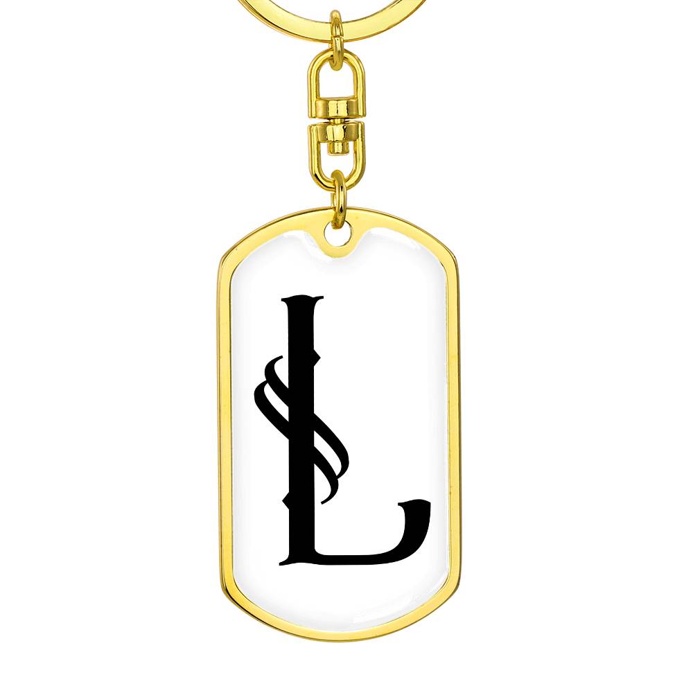 Initial L v001-14 - Luxury Dog Tag Keychain