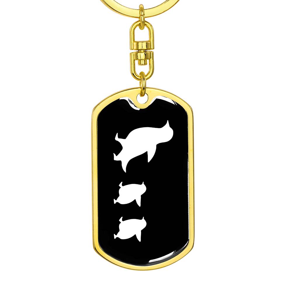 Mama Penguin With 2 Chicks v3 - Luxury Dog Tag Keychain