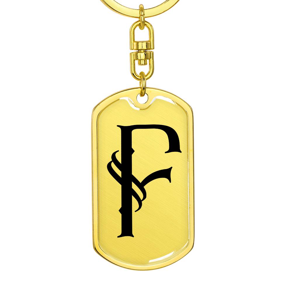 Initial F v001-11 - Luxury Dog Tag Keychain
