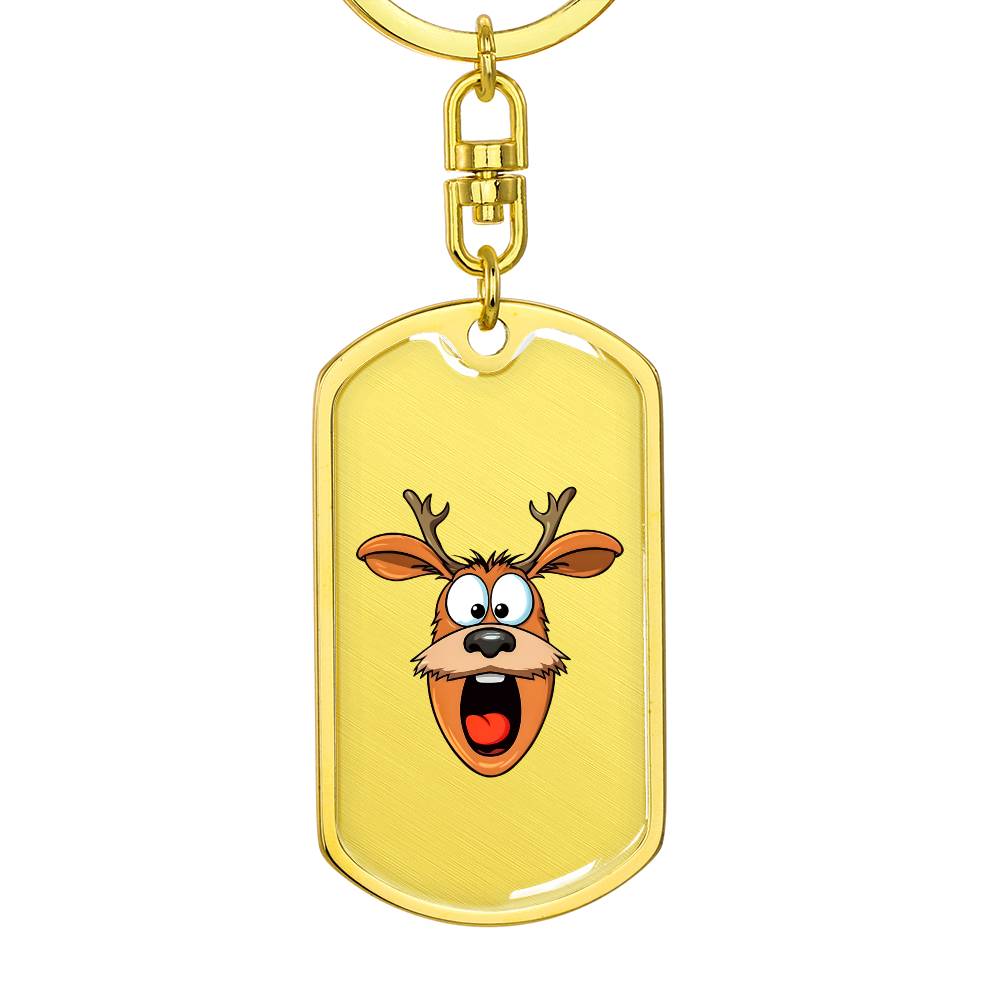 Funny Reindeer Face 09 - Luxury Dog Tag Keychain