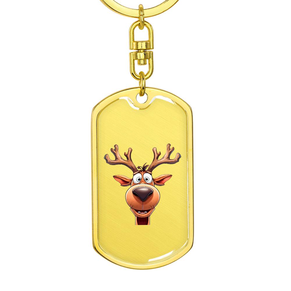 Funny Reindeer Face 03 - Luxury Dog Tag Keychain