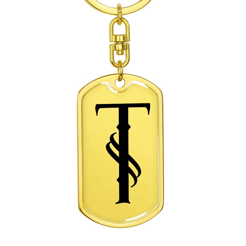Initial T v001-11 - Luxury Dog Tag Keychain