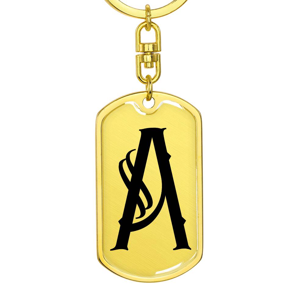 Initial A v001-11 - Luxury Dog Tag Keychain
