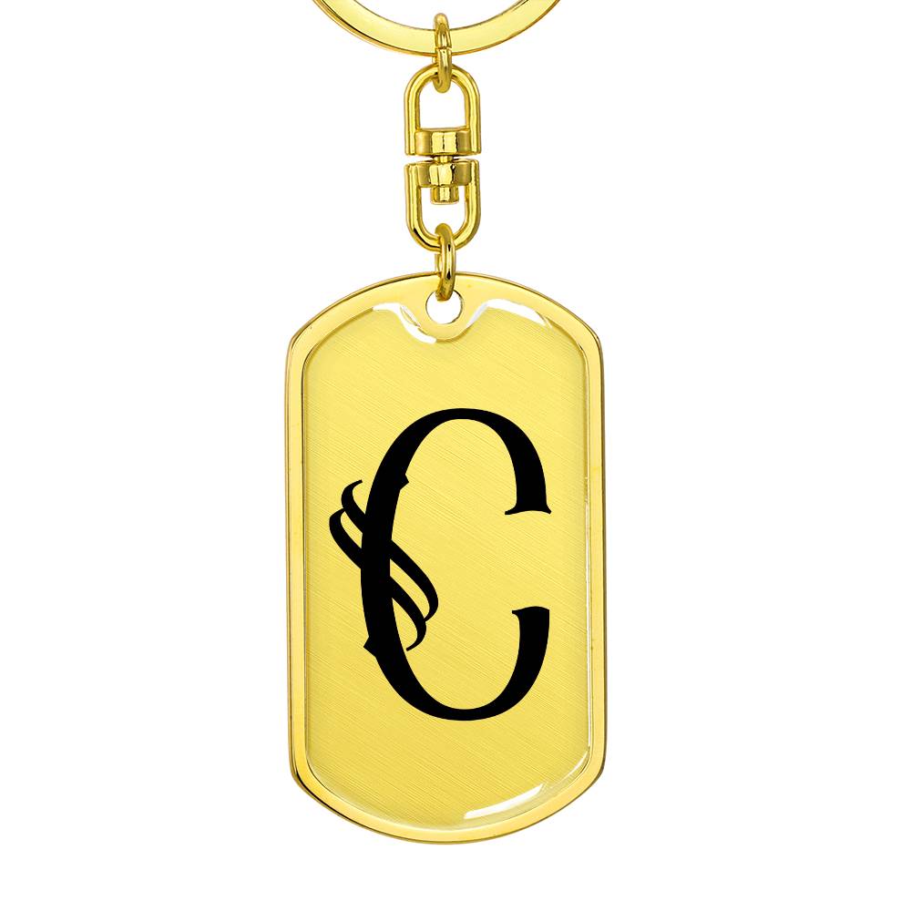 Initial C v001-11 - Luxury Dog Tag Keychain