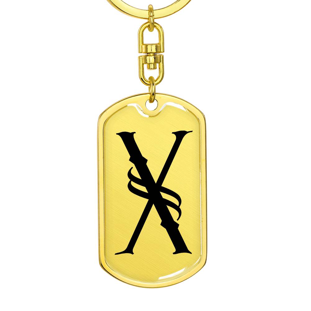 Initial X v001-11 - Luxury Dog Tag Keychain