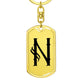 Initial N v001-11 - Luxury Dog Tag Keychain