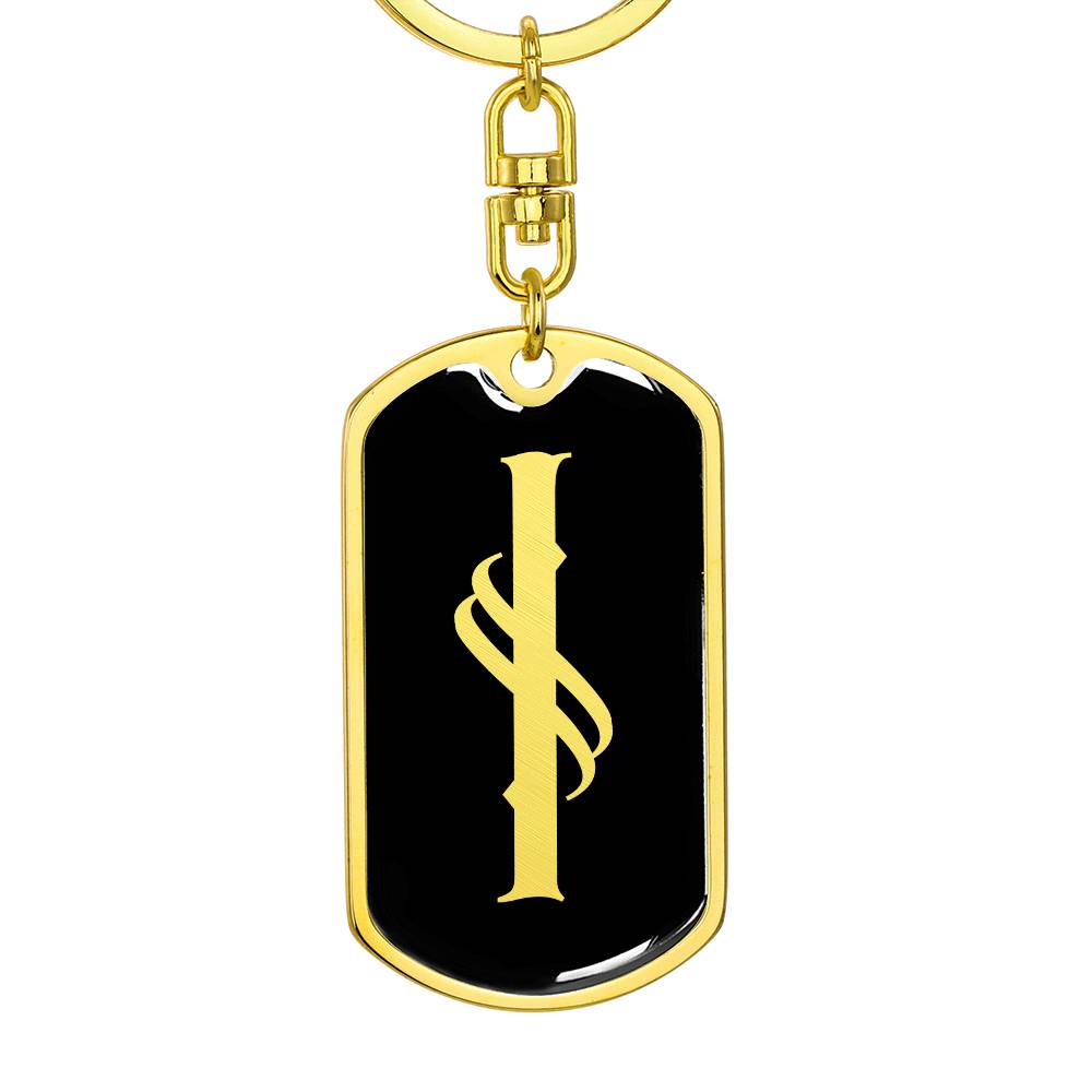 Initial I v001-12 - Luxury Dog Tag Keychain