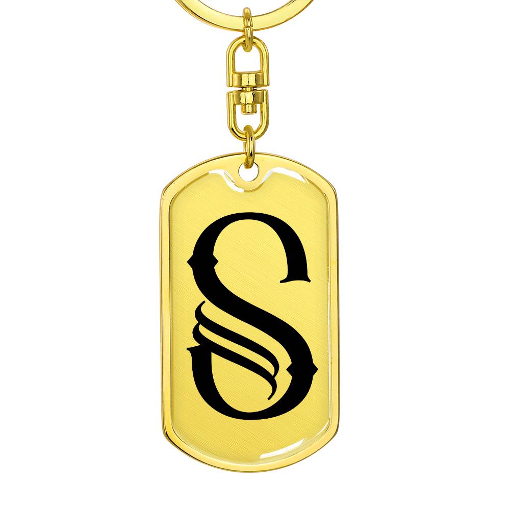 Initial S v001-11 - Luxury Dog Tag Keychain
