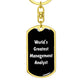 World's Greatest Management Analyst v3 - Luxury Dog Tag Keychain