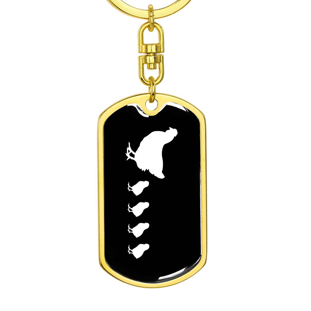 Mama Chicken With 4 Chicks v3 - Luxury Dog Tag Keychain