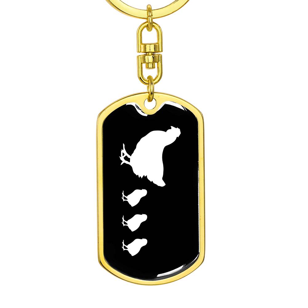 Mama Chicken With 3 Chicks v3 - Luxury Dog Tag Keychain