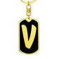 Initial V v2b - Luxury Dog Tag Keychain