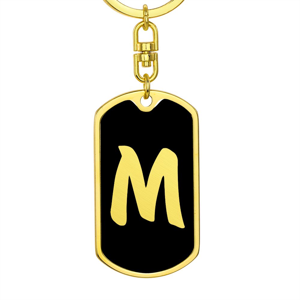 Initial M v2b - Luxury Dog Tag Keychain