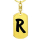 Initial R v1b - Luxury Dog Tag Keychain