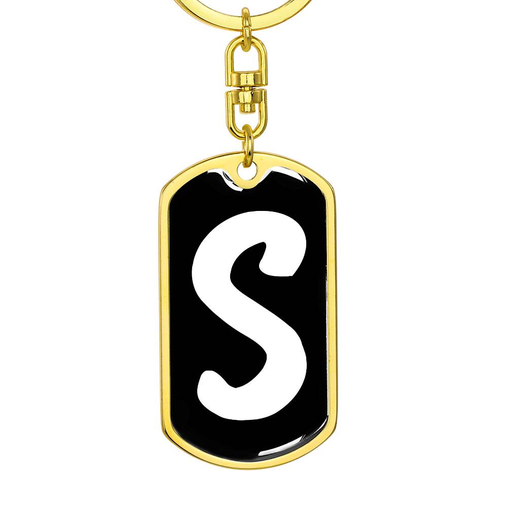 Initial S v3b - Luxury Dog Tag Keychain