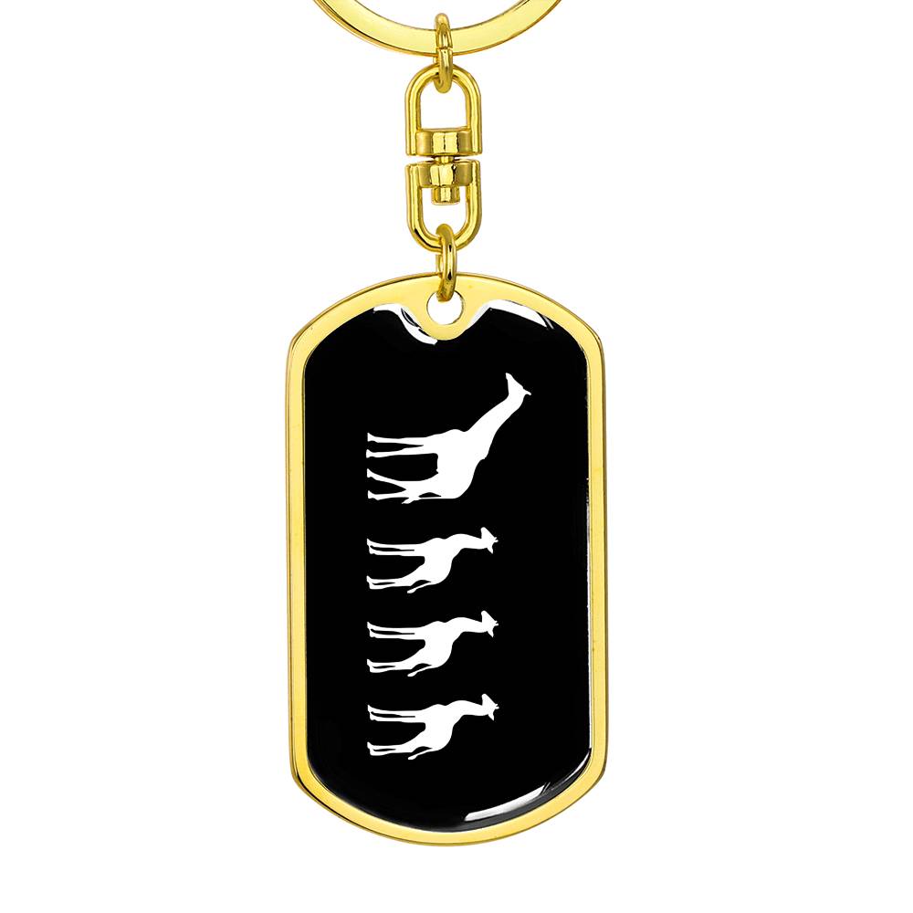 Mama Giraffe With 3 Calves v3 - Luxury Dog Tag Keychain