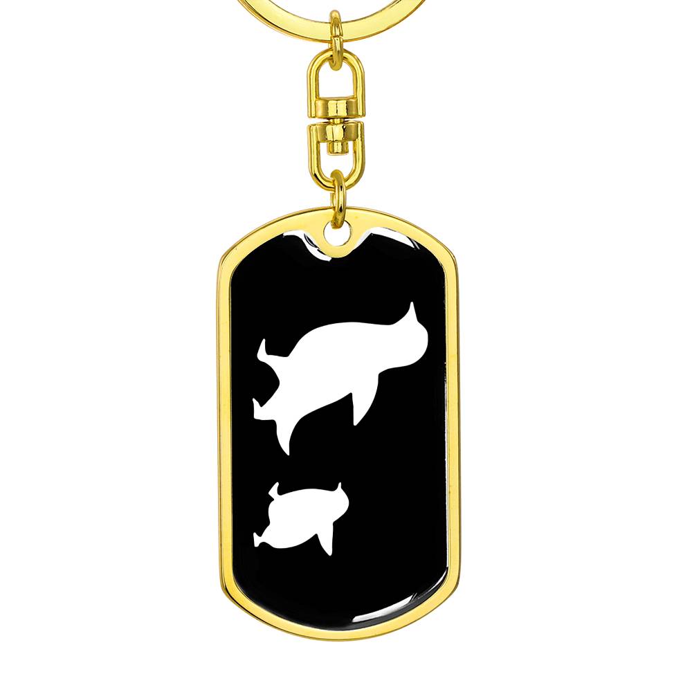 Mama Penguin With 1 Chick v3 - Luxury Dog Tag Keychain
