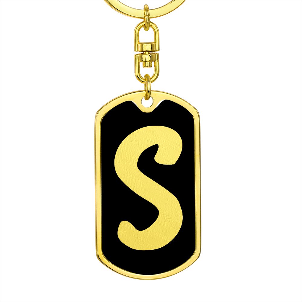 Initial S v2b - Luxury Dog Tag Keychain