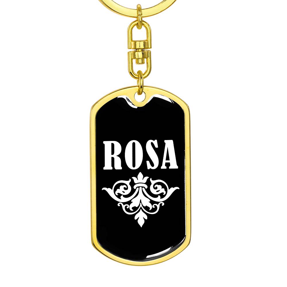 Rosa v03a - Luxury Dog Tag Keychain