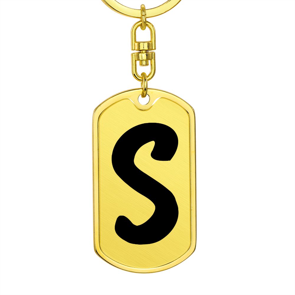 Initial S v1b - Luxury Dog Tag Keychain